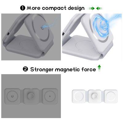 Magnetic 3 In 1 Foldable Wireless Charger For Phone 12-15 15w Fast Wireless Charging Stand Station Portable Wireless Chargers photo-5
