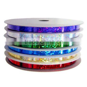 Plastic Glitter Decorative Holographic Plastic Ribbon With Artificial Packing