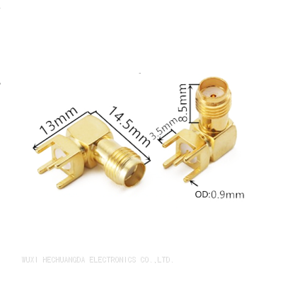 SMA KWE RF Adapter Female jack connector Right Angle Solder type Antenna CONNECTOR PCB Mount 14.5MM