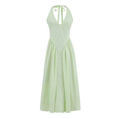 Spring new dress for women, slim fit and casual hanging neck design, niche and versatile temperament