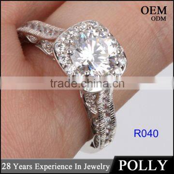 China Solid Jewellry Factory Price 14K Rose Gold White AAAAA CZ Ring Engagement Ring photo-3