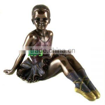 Bronze sitting ballet girl sculpture