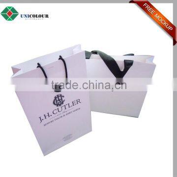 Custom fashionable white kraft paper shopping bag