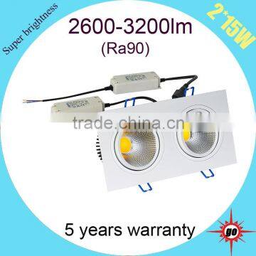 High power led square ceiling light 2x15w rectangle downlight led 30w 2700-7000k                        
                                                                                Supplier's Choice