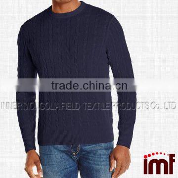 Men's 100% Cashmere Cable Crew Neck Sweater