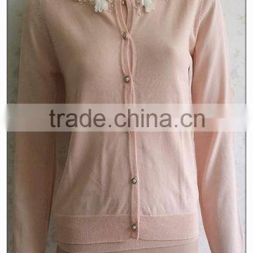 Sweet-style ladies suit appliqued knitting coat