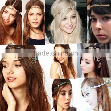 Women Fashion Metal Rhinestone Head Chain Jewelry Headband Head Piece Hair bandForehead Hair Head Band H067