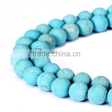 Hot Selling Matted Chinese Green Turquoise Round Gemstone Loose Beads