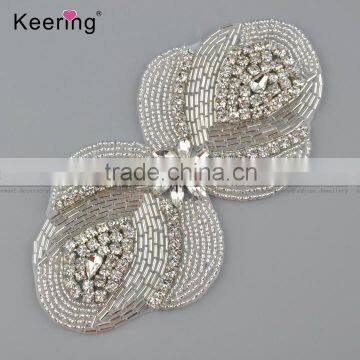 hotsale rhinestone beaded applique for headband WRA-839