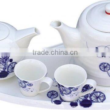 1.2L capacity OEM printing high temperature ceramic tea sets with cups and teapot