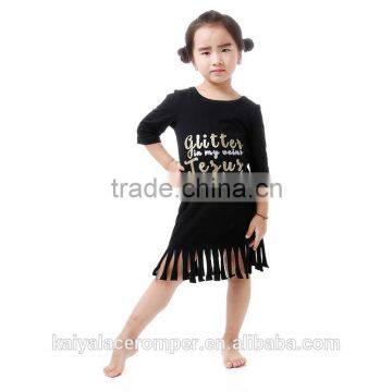 2016 new fashion baby girl fall tassel dress ,frock design for girls