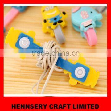 customized shape and logo soft pvc rubber pu leather cable winder