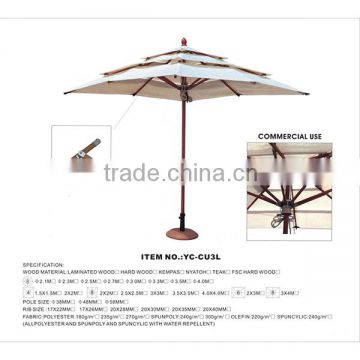 2014 new three layers wooden patio umbrella for patio canopy swing