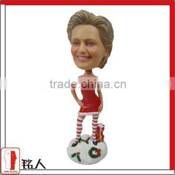 Christmas personal resin female bobblehead