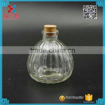 Pumpkin shape of glass aroma diffuser bottle with cork