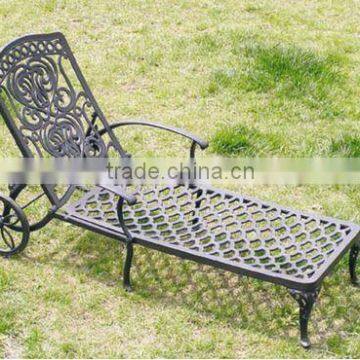 HL-B-09003 cast alum sun lounger with wheele chaise outdoor sun lounge chair