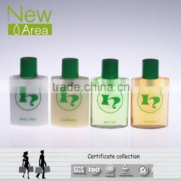 green cap oblate shower gel bottle with green logo printing conditioner