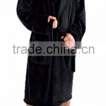 Wholesale Soft Warm Black Mens' Cotton Bathrobe