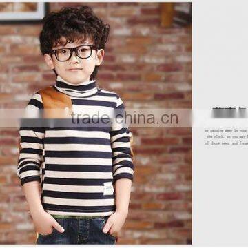 Boys fashion long sleeve stripe fleece t-shirts for winter