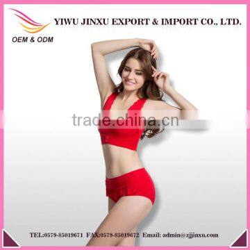 Fancy seamless women lace bra and underwear sexy sports bra panty set