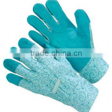 JS515/G,Cow Split Leather, flower pattern Safety Glove,China