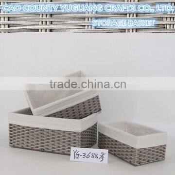 Handwoven plastic rattan basket for sundries use