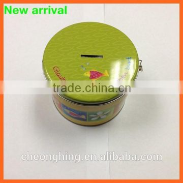 custom big empty round metal gift tin money box