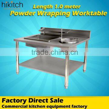 Commercial stainless steel meat wrapping powder table chicken breading table