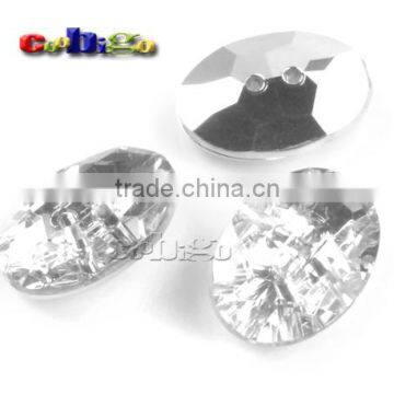 17*24mm Oval Shaped White Acrylic Bling Rhinestone&Crystal Button For Stylish Bags Garment Shoes #FLN014-B(06)