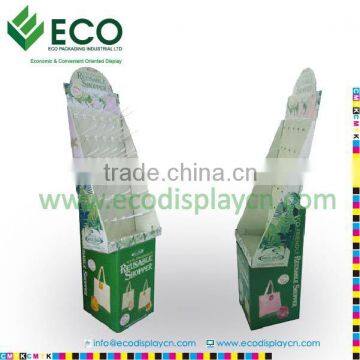 Corrugated Cardboard Hook Display Stand, Supermarket Floor Display Stand