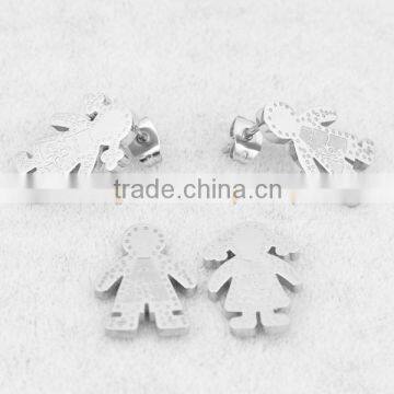 316L stainless steel stud earrings with doll design