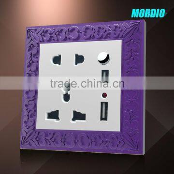 2015 NEW Design British Standard Zinc Alloy10A 250V 5pin MF Socket With 2USB Wall sw photo-4