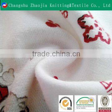 Solid color white bear pattern printed soft cotton fabric