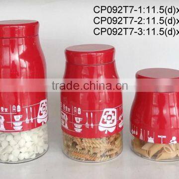 CP092T7 round glass jar with metal casing