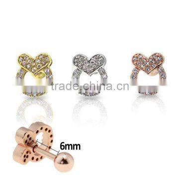 Heart With Ring Ear Cartilage Helix Tragus Earring