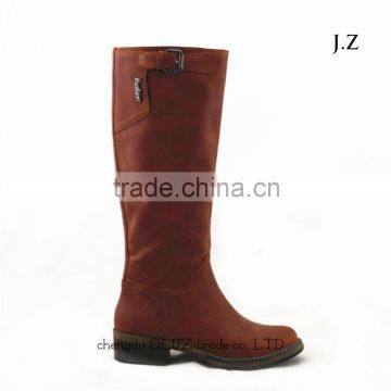 LQEB23 brown upper women winter collection knee high boots wholesale rubber sole boots factory