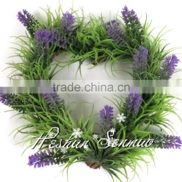 Hot sale articficial lavender christmas circle wall hanging heart-shaped wreath for christmas decorative