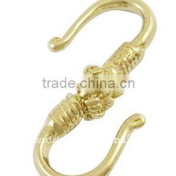 Brass Hook Clasps, S-shaped Hook(EC3445Y-G)