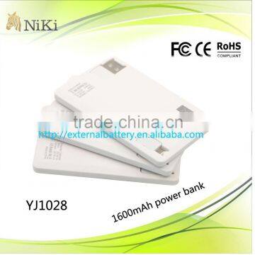 2015 New Design CE FCC RoHS 1500mAh Credit Card Power Bank for iPhone and Android