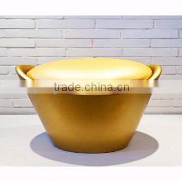 Interior High fashion Gold seat for Night club,lounge stool,fibreglass high end gold cushion seat