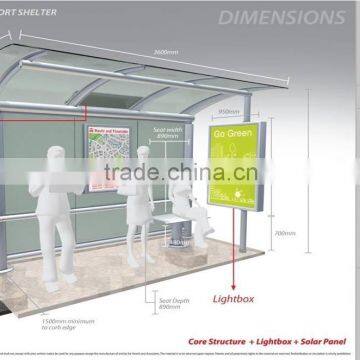 Modern Style Stainless Steel Outdoor Economic Bus Stop Station Design with LED Lights for Public Construction