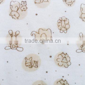 100% Cotton 40 Rib 1*1 - Printted Fabric - Cream