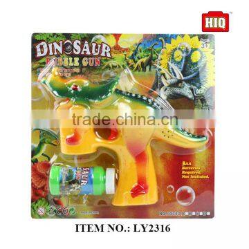 Novelty children plastic flash dinosaur bubble gun with music and light