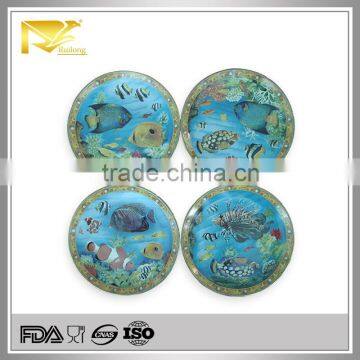 home decor 8 '' round fish pattern ceramic future wall design plates