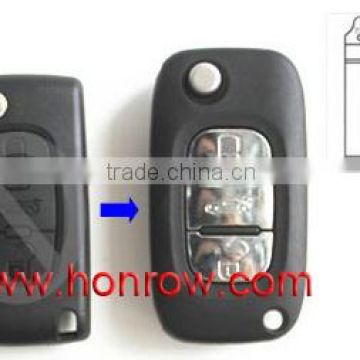 New Arrive Peugeot 3 button modified folding remote key blank (307 Blade - Trunk - No battery place)