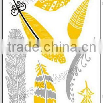 2015 metallic flash golden custom feather temporary tattoos