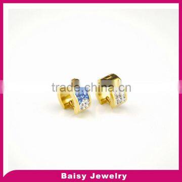 Wholesale latest design stainless steel yellow gold huggie earrings