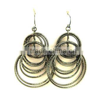 Latest hot sale women's zinc alloy fish hook round circle jewelry earring gold and silver plating