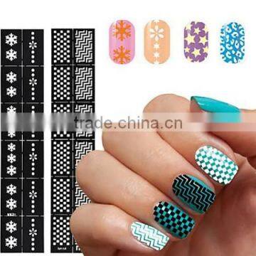 colorful pvc french hollow finger plastic nail stencil