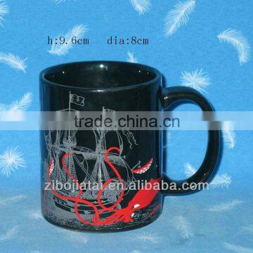 11oz Black Glazed Ceramic Advertising Mug with Full Decal